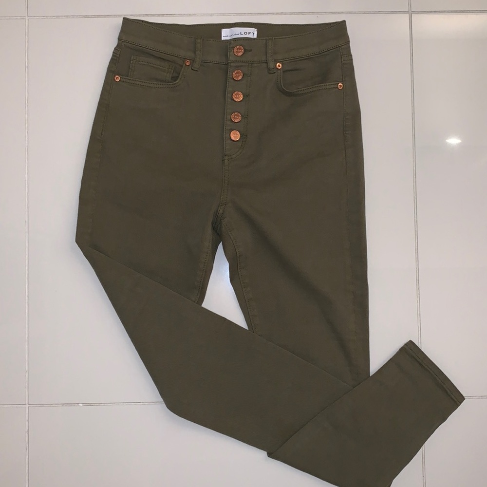 Loft Petite Khaki High Waisted Skinny Jeans